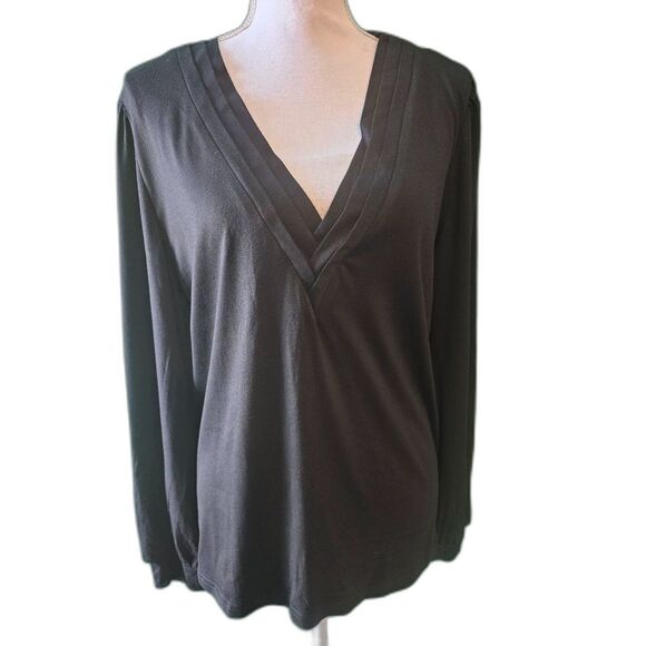 Agnes Urban Black Loose V Neck Puff Long Sleeve Sz XL - Picture 3 of 7